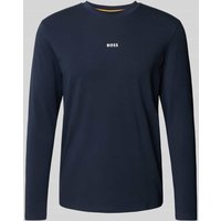 BOSS Orange Longsleeve mit Label-Print Modell 'Chark' in Dunkelblau, Größe XXL von Boss Orange