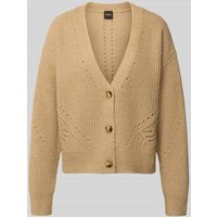 BOSS Orange Loose Fit Strickjacke aus Woll-Mix Modell 'FORTELLINI' in Hellbraun, Größe XL von Boss Orange