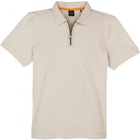 BOSS Orange Herren Zip-Polo beige Baumwoll-Piqué von Boss Orange