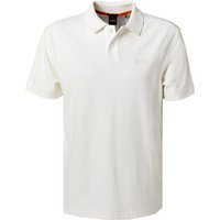 BOSS Orange Herren Polo-Shirt weiß Baumwoll-Frottee von Boss Orange