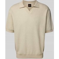 BOSS Orange Poloshirt mit V-Ausschnitt Modell 'Keflo' in Sand, Größe S von Boss Orange