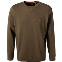 BOSS Orange Herren Sweatshirt grün Baumwolle unifarben von Boss Orange