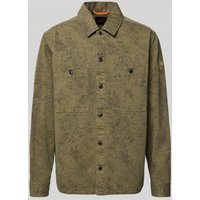 BOSS Orange Regular Fit Hemdjacke aus reiner Baumwolle Modell 'LOCKY_2' in Khaki, Größe L von Boss Orange