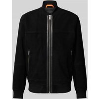 BOSS Orange Regular Fit Jacke aus echtem Ziegenleder Modell 'JOHICE' in Black, Größe 54 von Boss Orange