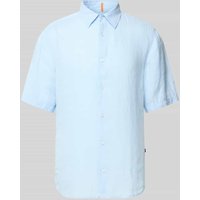 BOSS Orange Regular Fit Leinenhemd mit 1/2-Arm Modell 'RASH' in Hellblau, Größe L von Boss Orange