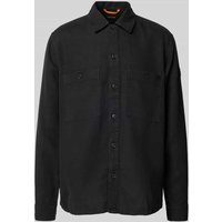 BOSS Orange Regular Fit Leinenhemdjacke mit Brusttaschen Modell 'Locky' in Black, Größe XXL BOSS Orange Regular Fit Leinenhemdjacke mit Brusttaschen Modell 'Locky' in Black, Größe XXL von Boss Orange