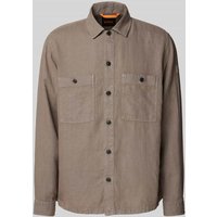 BOSS Orange Regular Fit Leinenhemdjacke mit Brusttaschen Modell 'Locky' in Hellbraun, Größe L BOSS Orange Regular Fit Leinenhemdjacke mit Brusttaschen Modell 'Locky' in Hellbraun, Größe L von Boss Orange