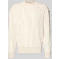 BOSS Orange Regular Fit Pullover aus Schurwolle-Mix MODELL 'KOLTORP' in Offwhite, Größe M von Boss Orange
