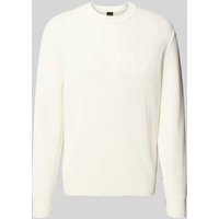 BOSS Orange Regular Fit Strickpullover aus Baumwoll-Mix Modell 'APOKKO' in Offwhite, Größe XXL von Boss Orange