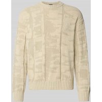 BOSS Orange Regular Fit Strickpullover aus Baumwoll-Mix Modell 'KIRESO' in Beige, Größe M von Boss Orange