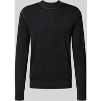 BOSS Orange Regular Fit Strickpullover aus reiner Schurwolle Modell 'ASTEFO' in Black, Größe S von Boss Orange