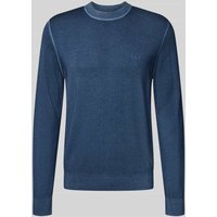 BOSS Orange Regular Fit Strickpullover aus reiner Schurwolle Modell 'ASTEFO' in Rauchblau, Größe M von Boss Orange