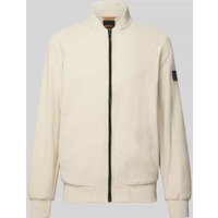 BOSS Orange Regular Fit Sweatjacke aus reiner Baumwolle Modell 'LISIMBA' in Beige, Größe L von Boss Orange