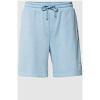 BOSS Orange Regular Fit Sweatshorts mit Label-Stitching in Hellblau, Größe M von Boss Orange