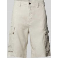 BOSS Orange Relaxed Fit Cargoshorts aus Leinen-Mix Modell 'Sisla' in Ecru, Größe 38 von Boss Orange