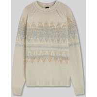 BOSS Orange Relaxed Fit Strickpullover aus Woll-Mix Modell 'KAROMBO' in Sand, Größe L von Boss Orange