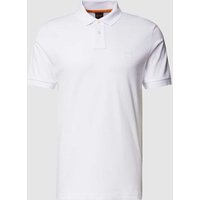 BOSS Orange Slim Fit Poloshirt mit kurzer Knopfleiste in Weiss, Größe M von Boss Orange