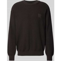 BOSS Orange Strickpullover mit Label-Detail Modell 'Acircolo' in Dunkelbraun, Größe XXL von Boss Orange