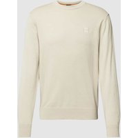 BOSS Orange Strickpullover mit Label-Patch Modell 'Kanovano' in Beige, Größe L von Boss Orange