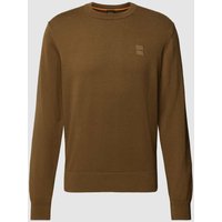 BOSS Orange Strickpullover mit Label-Patch Modell 'Kanovano' in Oliv, Größe XL von Boss Orange