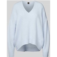 BOSS Orange Strickpullover mit V-Ausschnitt Modell 'Fondella' in Hellblau, Größe XL von Boss Orange