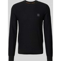BOSS Orange Strickpullover mit gerippten Abschlüssen Modell 'Anion' in Black, Größe M von Boss Orange