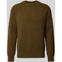 BOSS Orange Strickpullover mit gerippten Abschlüssen Modell 'Armstrong' in Oliv, Größe XL von Boss Orange