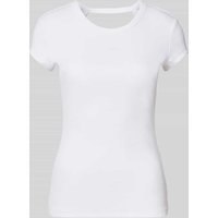 BOSS Orange T-Shirt in Ripp-Optik mit Label-Stitching in Weiss, Größe M von Boss Orange