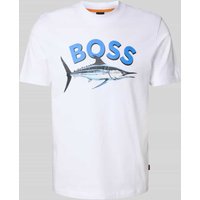 BOSS Orange T-Shirt mit Label-Motiv-Print Modell 'Bossfish' in Weiss, Größe XXL von Boss Orange