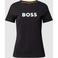 BOSS Orange T-Shirt mit Label-Print, Regular Fit und kurzen Ärmeln in Black, Größe M von Boss Orange