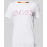 BOSS Orange T-Shirt mit Label-Print Modell 'Elogo' in Weiss, Größe L von Boss Orange