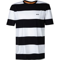 BOSS Orange Herren T-Shirt schwarz Baumwolle gestreift von Boss Orange