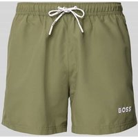 BOSS Badehose mit elastischem Bund Modell 'Dogfish' in Khaki, Größe S von Boss