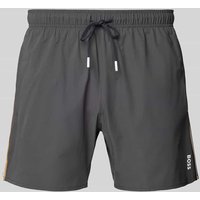 BOSS Loose Fit Badehose mit elastischem Bund Modell 'ICONIC' in Anthrazit, Größe L von Boss