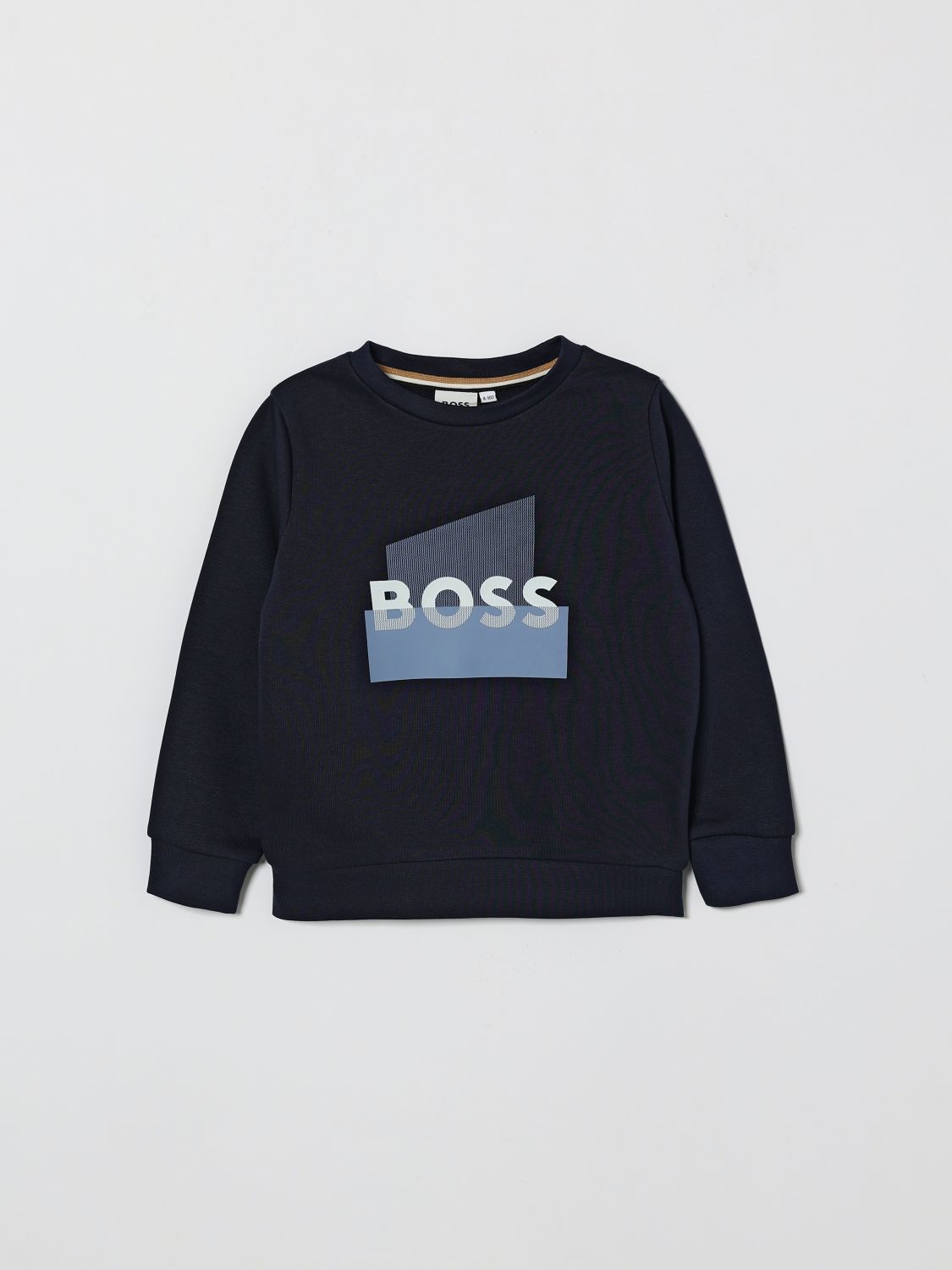BOSS Baumwoll-Rundhalspullover mit Logo von Boss