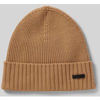 BOSS Beanie aus Schurwolle mit Label-Detail Modell 'Fati' in Beige, Größe 1 von Boss