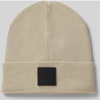 BOSS Beanie mit Label-Detail Modell 'Foxxy' in Beige, Größe 1 von Boss