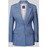 BOSS Black Women Blazer aus Leinen-Mix mit Pattentaschen Modell 'Jerela' in Jeansblau, Größe 36 von BOSS Black Women