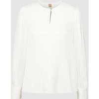 BOSS Bluse mit Rundhalsausschnitt und Knopfverschluss in Ecru, Größe 42 von Boss