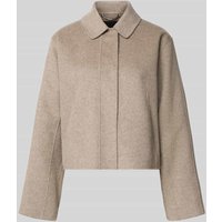 BOSS Boxy Fit Wolljacke mit verdeckter Knopfleiste Modell 'CAFETA' in Mud Melange, Größe 32 von Boss