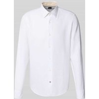 BOSS Casual Fit Businesshemd aus Leinen-Baumwoll-Mix in Weiss, Größe 41 von Boss