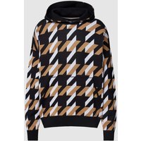 BOSS Hoodie mit Allover-Muster Modell 'Ofondo' in Black, Größe XL von Boss