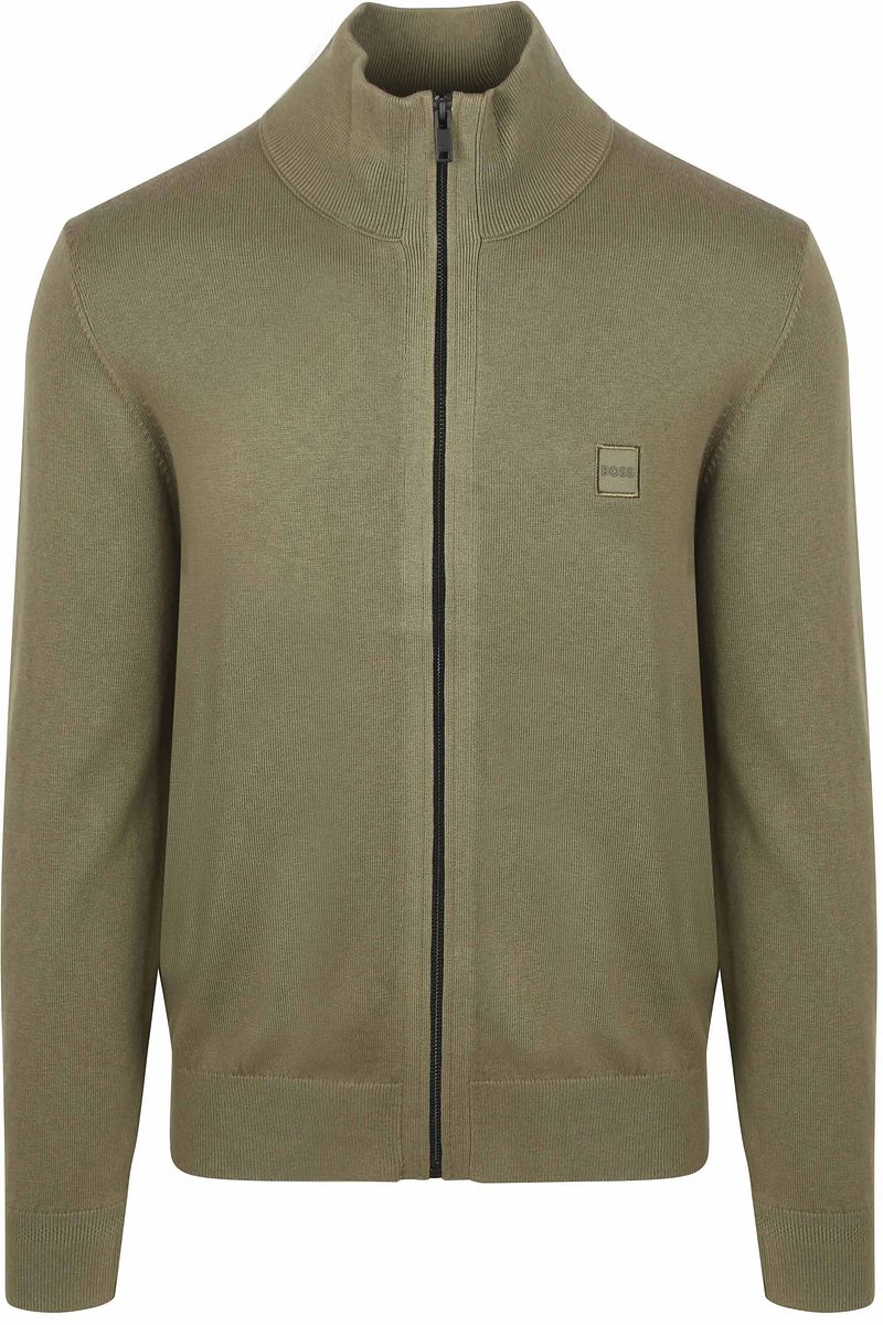 BOSS Kanozip Strickjacke Olivgrün - Größe M von Boss