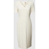 BOSS Knielanges Kleid mit V-Ausschnitt Modell 'Damaisa' in Offwhite, Größe 42 von Boss