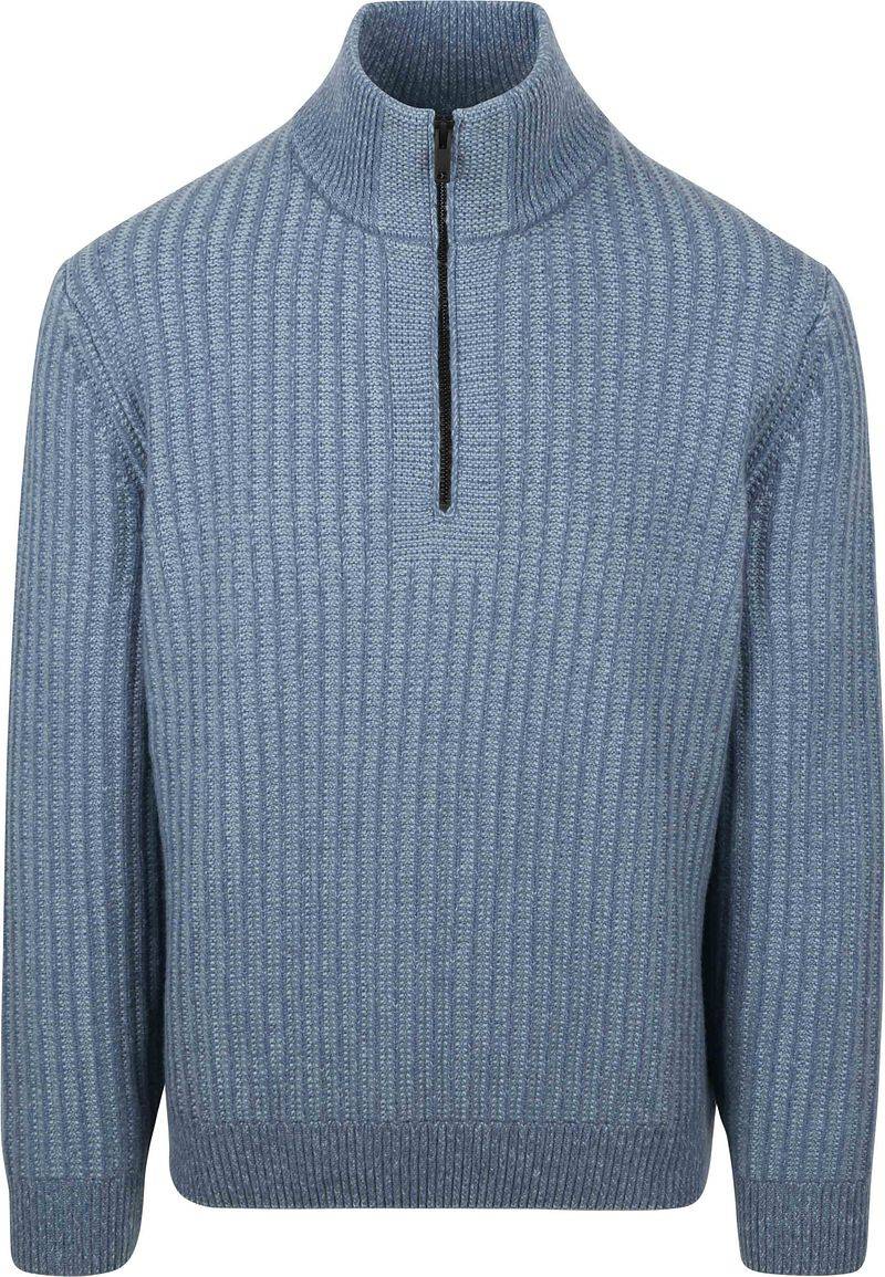 BOSS Kwinter Half Zip Pullover Wool Blend Blau - Größe M von Boss