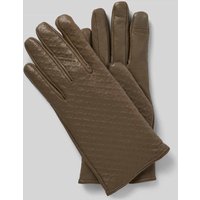 BOSS Lederhandschuhe mit Strukturmuster Modell 'Xinny' in Mittelbraun, Größe 6,5 von Boss