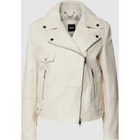 BOSS Black Women Lederjacke mit Reverskragen Modell 'Sajina' in Offwhite, Größe 34 von BOSS Black Women