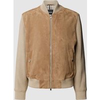 BOSS Lederjacke mit Stehkragen Modell 'Mersey' in Beige, Größe 48 von Boss