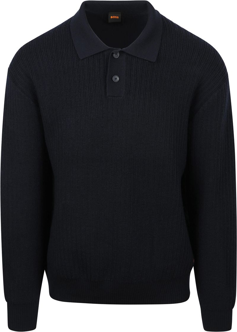 BOSS Longsleeve Poloshirt Kotor Navy - Größe M von Boss