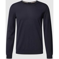 BOSS Longsleeve in melierter Optik Modell 'Leno' in Dunkelblau, Größe XXXL von Boss